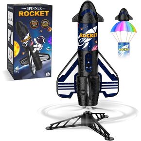 Rocket Launcher for Kids, 200 ft Flight Altitude Self Launching Motorized Rocket Toy with Safety Parachute Land and LED Light, Outdoor Toys Gifts for Ages 6-12 Kids Boys & Girls