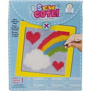 Colorbok 61904 Rainbow Learn to Sew Needlepoint Kit, 6-Inch by 6-Inch, Yellow Frame