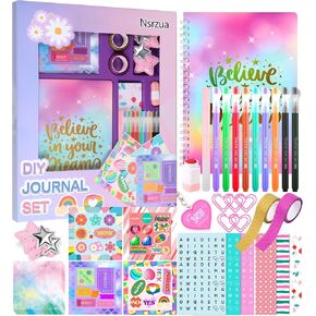 Gifts for 8 9 10 11 12 13 14 Year Old Girl - 123Pcs DIY Journal Kit for Girls,Toys for Ages 8-14 Girls and Birthday Gifts for Girls ,Fun, Cute Art & Crafts Kits ,Scrapbook & Diary Supplies Toy Set