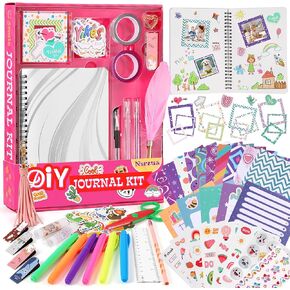 Gifts for 8 9 10 11 12 13 14 Year Old Girl - 123Pcs DIY Journal Kit for Girls,Toys for Ages 8-14 Girls and Birthday Gifts for Girls ,Fun, Cute Art & Crafts Kits ,Scrapbook & Diary Supplies Toy Set