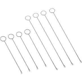 Heyous 8PCS 26.5cm and 17.5cm Silver Steel Sewing Flip Loop Hook Flip Loop Tool Crochet Hook Fabric Tube Swivel Sewing Live Sleeve Hook for Hand DIY Knitting Accessories