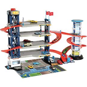 DICKIE TOYS: Parking Garage Playset with 4 Die-Cast Cars and Die-Cast Helicopter, Four Roomy Parking Levels, Light and Sound Effects, for Ages 3 and up