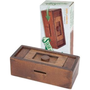 Bits and Pieces - Stash Your Cash - Secret Puzzle Box - Camouflage Your Cash Money Holder - Brain Teaser - Wooden Secret Compartment