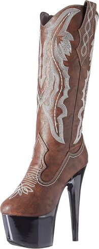 Ellie Shoes Women 709-Dallas Knee High Cowboy Stiletto Platform Boot, Black, 7 M US in Saudi Arabia