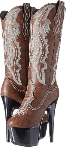 Ellie Shoes Women 709-Dallas Knee High Cowboy Stiletto Platform Boot, Black, 7 M US in Saudi Arabia