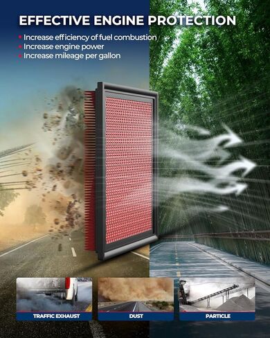 فلتر هواء لمحرك KAX GAF040 (CA10261) استبدال فلتر الهواء لـ Ram2500 3500 4500 5500، فلتر محرك 45/55، عمر أطول 200% in Kuwait