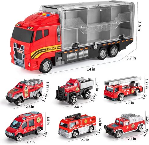 TEMI Toddler Toys for 3 4 5 6 Years Old Boys, Die-cast Construction Toys Car Carrier Vehicle Toy Set w/Play Mat, Kids Toys Truck Alloy Metal Car Toys Set for Age 3-9 Toddlers Kids Boys & Girls in Kuwait