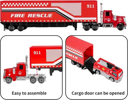 TEMI Toddler Toys for 3 4 5 6 Years Old Boys, Die-cast Construction Toys Car Carrier Vehicle Toy Set w/Play Mat, Kids Toys Truck Alloy Metal Car Toys Set for Age 3-9 Toddlers Kids Boys & Girls in Kuwait