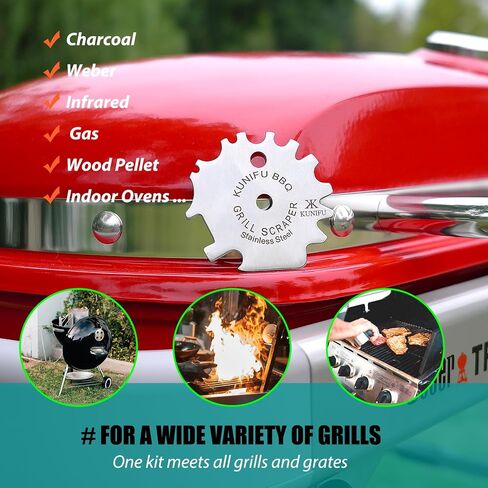 KUNIFU BBQ Grill Scraper, Stocking Stuffers, Bristle-Free for Griddle, Kitchen Gadgets Cleaner, Camping Accessories, Ideal Gifts for Christmas, for Men, Dad, Husband, Boyfriend, Fathers Day in Saudi Arabia