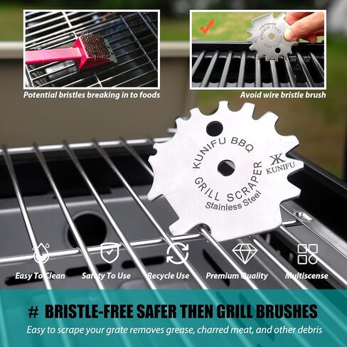 KUNIFU BBQ Grill Scraper, Stocking Stuffers, Bristle-Free for Griddle, Kitchen Gadgets Cleaner, Camping Accessories, Ideal Gifts for Christmas, for Men, Dad, Husband, Boyfriend, Fathers Day in Saudi Arabia
