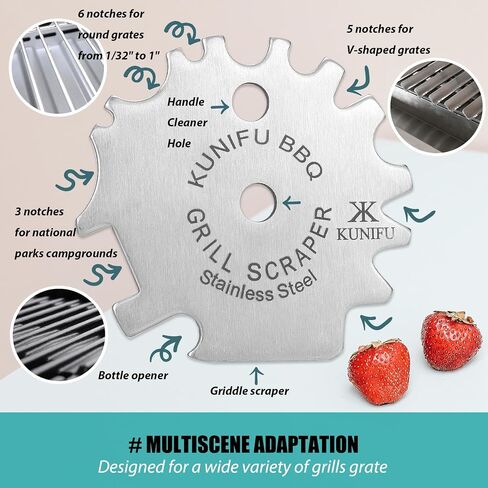 KUNIFU BBQ Grill Scraper, Stocking Stuffers, Bristle-Free for Griddle, Kitchen Gadgets Cleaner, Camping Accessories, Ideal Gifts for Christmas, for Men, Dad, Husband, Boyfriend, Fathers Day in Saudi Arabia