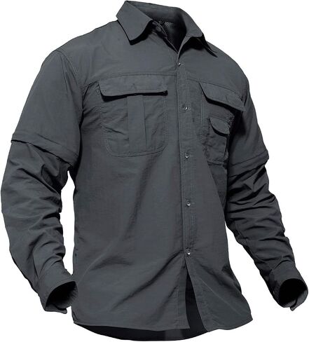TACVASEN Men's Breathable Quick Dry Solid Convertible Long Sleeve Shirt Fishing Hiking Safari in Saudi Arabia
