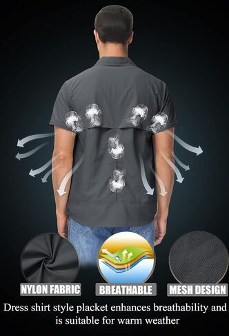 TACVASEN Men's Breathable Quick Dry Solid Convertible Long Sleeve Shirt Fishing Hiking Safari in Saudi Arabia