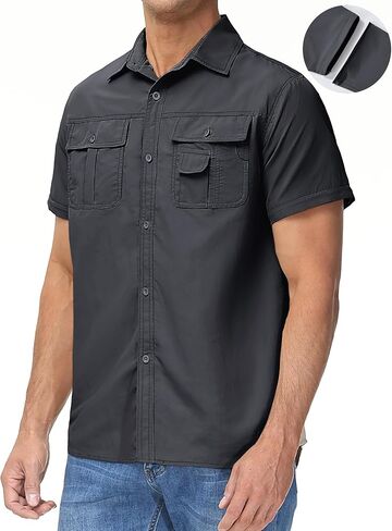 TACVASEN Men's Breathable Quick Dry Solid Convertible Long Sleeve Shirt Fishing Hiking Safari in Saudi Arabia