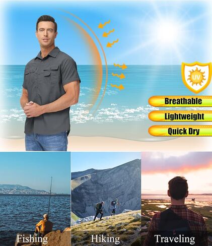 TACVASEN Men's Breathable Quick Dry Solid Convertible Long Sleeve Shirt Fishing Hiking Safari in Saudi Arabia
