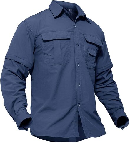 TACVASEN Men's Breathable Quick Dry Solid Convertible Long Sleeve Shirt Fishing Hiking Safari in Saudi Arabia