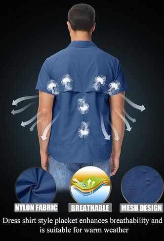 TACVASEN Men's Breathable Quick Dry Solid Convertible Long Sleeve Shirt Fishing Hiking Safari in Saudi Arabia
