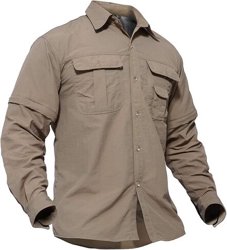 TACVASEN Men's Breathable Quick Dry Solid Convertible Long Sleeve Shirt Fishing Hiking Safari in Saudi Arabia