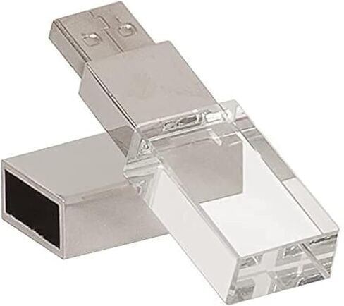 HONGPAS جديد كريستال شفاف مستطيل محرك فلاش USB أصلي 3.0 LED إضاءة ذاكرة عصا عيد ميلاد هدية الزفاف، فضي (16 جيجابايت) in Saudi Arabia