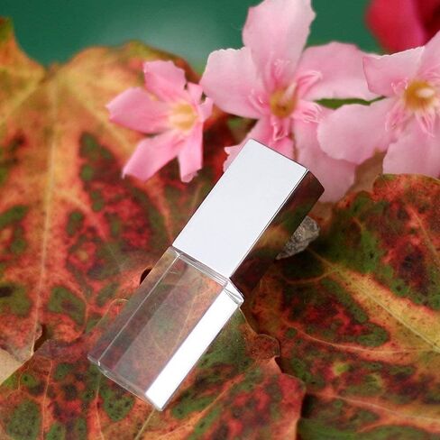 HONGPAS جديد كريستال شفاف مستطيل محرك فلاش USB أصلي 3.0 LED إضاءة ذاكرة عصا عيد ميلاد هدية الزفاف، فضي (16 جيجابايت) in Saudi Arabia