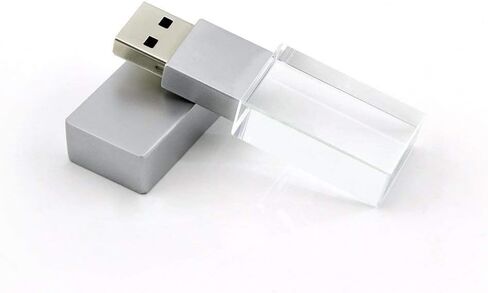 HONGPAS جديد كريستال شفاف مستطيل محرك فلاش USB أصلي 3.0 LED إضاءة ذاكرة عصا عيد ميلاد هدية الزفاف، فضي (16 جيجابايت) in Saudi Arabia