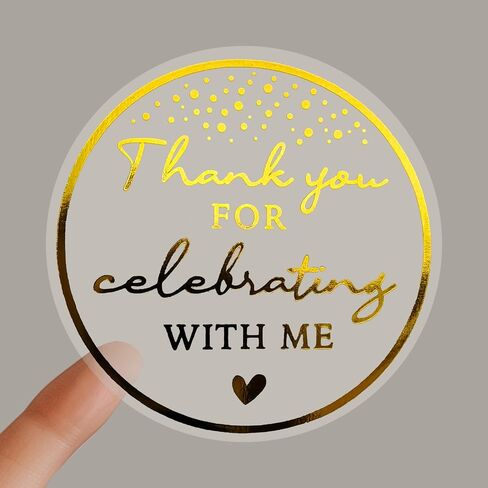 100 x Thanks For Celebrating With Me Labels Real Gold Foil Birthday Stickers Package Favor Stickers Birthday Rose Foil Favor Sticker Graduation Thank You Favor Tag (With Me, Rose Gold Foil) in Saudi Arabia
