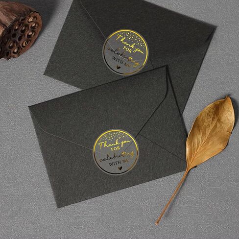 100 x Thanks For Celebrating With Me Labels Real Gold Foil Birthday Stickers Package Favor Stickers Birthday Rose Foil Favor Sticker Graduation Thank You Favor Tag (With Me, Rose Gold Foil) in Saudi Arabia