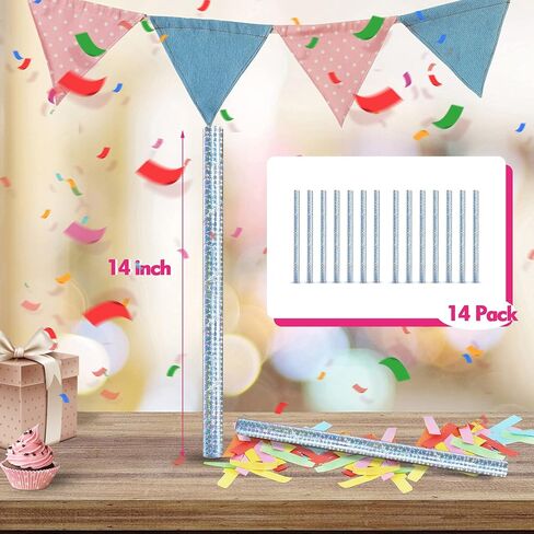 14 Pieces Colorful Confetti Sticks, Compostable Tissue Paper, Shoot Poppers, Handheld Flick Sticks for Indoor/Outdoor Weddings, Birthdays, Graduations, Celebrations, Party Supplies (14in) in Saudi Arabia