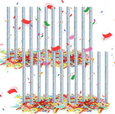 14 Pieces Colorful Confetti Sticks, Compostable Tissue Paper, Shoot Poppers, Handheld Flick Sticks for Indoor/Outdoor Weddings, Birthdays, Graduations, Celebrations, Party Supplies (14in) in Saudi Arabia