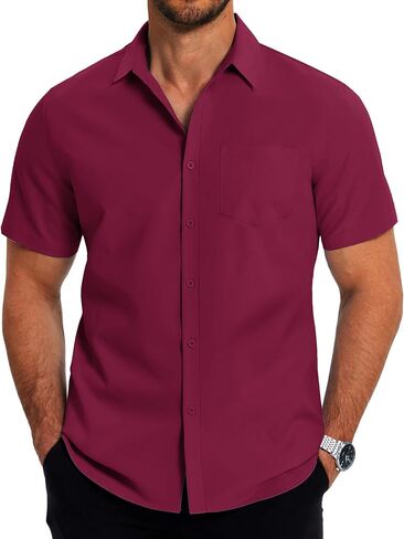 COOFANDY Mens Casual Button Down Shirts Short Sleeve Business Shirts Lightweight Wrinkle Free Dress Shirts in Saudi Arabia