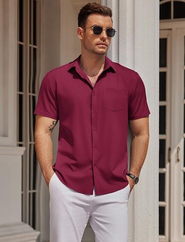 COOFANDY Mens Casual Button Down Shirts Short Sleeve Business Shirts Lightweight Wrinkle Free Dress Shirts in Saudi Arabia