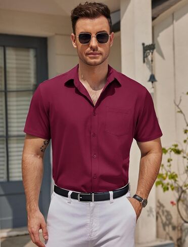 COOFANDY Mens Casual Button Down Shirts Short Sleeve Business Shirts Lightweight Wrinkle Free Dress Shirts in Saudi Arabia