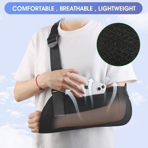 Arm Sling Shoulder Immobilizer. Wrist/Elbow Brace for Men Women Injury, Torn Rotator Cuff Surgery Recovery Slings, Right Left Mesh Hand Injuries Support Holder, Padded Mesh Broken Collarbone Fracture in Saudi Arabia
