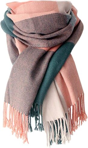 YSense Women's Long Plaid Blanket Scarf Chunky Oversized Winter Fall Warm Big Tartan Scarves Wrap Shawl Ladies Gifts in Saudi Arabia