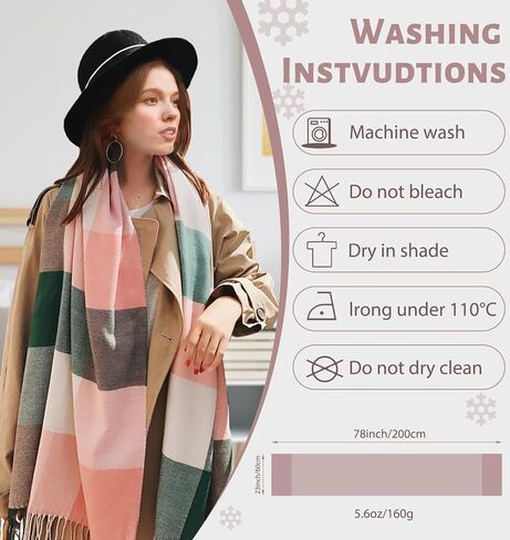 YSense Women's Long Plaid Blanket Scarf Chunky Oversized Winter Fall Warm Big Tartan Scarves Wrap Shawl Ladies Gifts in Saudi Arabia