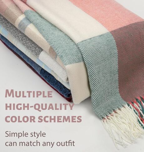 YSense Women's Long Plaid Blanket Scarf Chunky Oversized Winter Fall Warm Big Tartan Scarves Wrap Shawl Ladies Gifts in Saudi Arabia