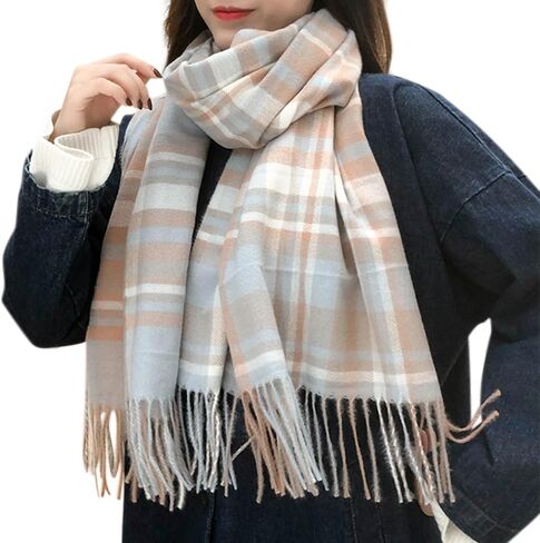 YSense Women's Long Plaid Blanket Scarf Chunky Oversized Winter Fall Warm Big Tartan Scarves Wrap Shawl Ladies Gifts in Saudi Arabia