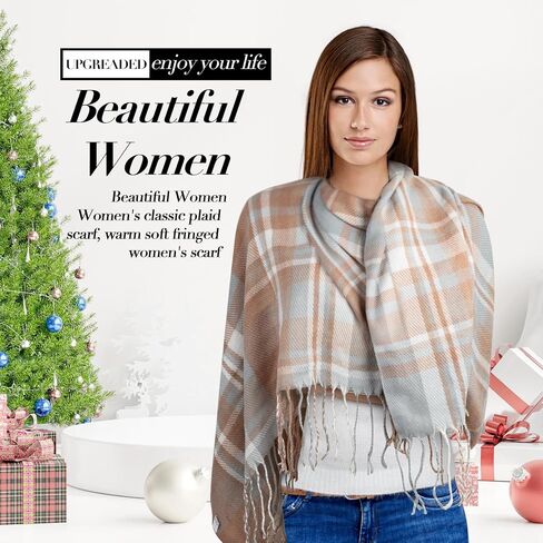 YSense Women's Long Plaid Blanket Scarf Chunky Oversized Winter Fall Warm Big Tartan Scarves Wrap Shawl Ladies Gifts in Saudi Arabia
