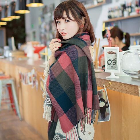 YSense Women's Long Plaid Blanket Scarf Chunky Oversized Winter Fall Warm Big Tartan Scarves Wrap Shawl Ladies Gifts in Saudi Arabia