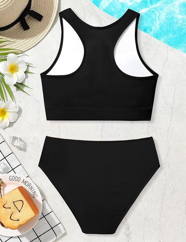 Girl Swimsuit for Girls 7-14y Two Piece Girls' Swimwear Tropical Tie Front Girls Bathing Suit Padded Tankini Swimsuit in Saudi Arabia