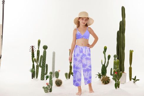 GRACE KARIN Teen Girls Bathing Suits Kids 4 Piece Long Sleeve Swimsuit Kimono Up Pants Bikini Tankini Set Swimwear in Kuwait
