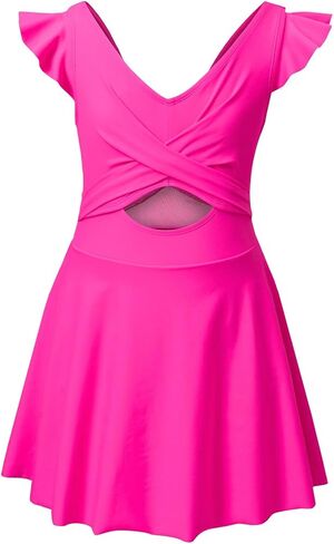 blibean Teen Girls Swimsuit One Piece V-Neck Ruffled Cutout Bathing Suit Size 6-15 Years in Saudi Arabia