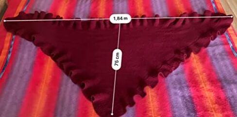Burgundy Wool Three Sides Ruffled Shawl in Kuwait