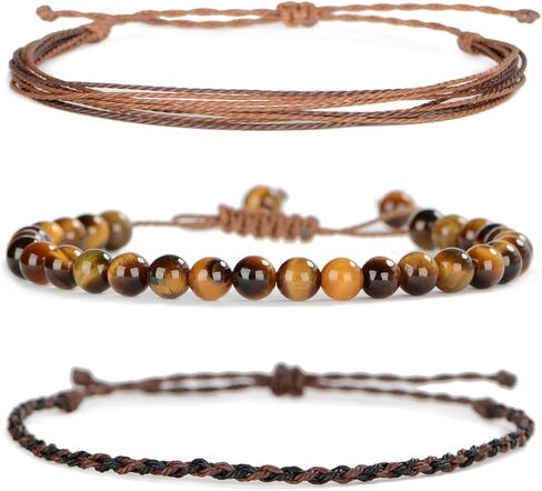 Handmade Healing Bracelets, 6mm Matte Black Onyx Bracelet Black Beaded Bracelets for Men Women with 2PCS Size Adjustable Rope Bracelets in Saudi Arabia