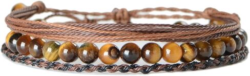 Handmade Healing Bracelets, 6mm Matte Black Onyx Bracelet Black Beaded Bracelets for Men Women with 2PCS Size Adjustable Rope Bracelets in Saudi Arabia