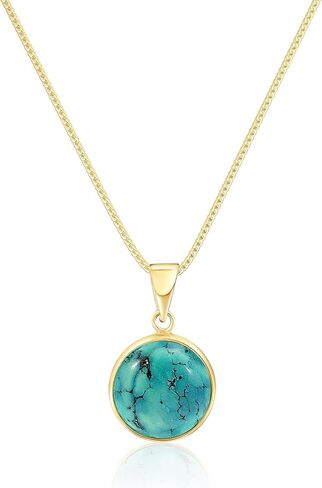 14K Gold Turquoise Necklaces for Women - Solid Gold Necklace - Turquoise Pendant - Gold Pendant Necklace - Birthday Necklace - Minimalist Jewelry - Turquoise Jewelry for Women in Kuwait