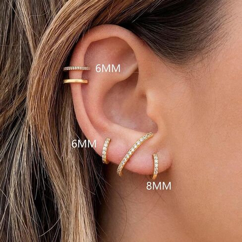 SmileBelle 14K Gold Hinged Titanium Nose Rings Hoop for Women 20G, 316L Surgical Steel Clicker Septum Ring, Hoop Huggie Earring for Upper Lobe Cartilage Helix Piercing Jewelry (8mm-20g) in Saudi Arabia
