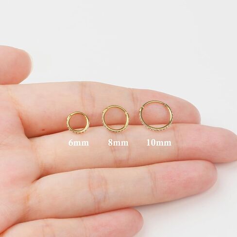 SmileBelle 14K Gold Hinged Titanium Nose Rings Hoop for Women 20G, 316L Surgical Steel Clicker Septum Ring, Hoop Huggie Earring for Upper Lobe Cartilage Helix Piercing Jewelry (8mm-20g) in Saudi Arabia