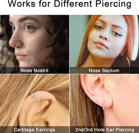 SmileBelle 14K Gold Hinged Titanium Nose Rings Hoop for Women 20G, 316L Surgical Steel Clicker Septum Ring, Hoop Huggie Earring for Upper Lobe Cartilage Helix Piercing Jewelry (8mm-20g) in Saudi Arabia