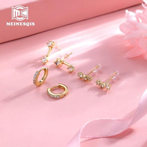 Earrings Gold Hoop Earrings 14K Gold Earrings for Women Pierced Earrings Cartilage Earrings Hypoallergenic Women's Earrings Multi-Pierced Earrings Gifts for Women (gold) in Saudi Arabia